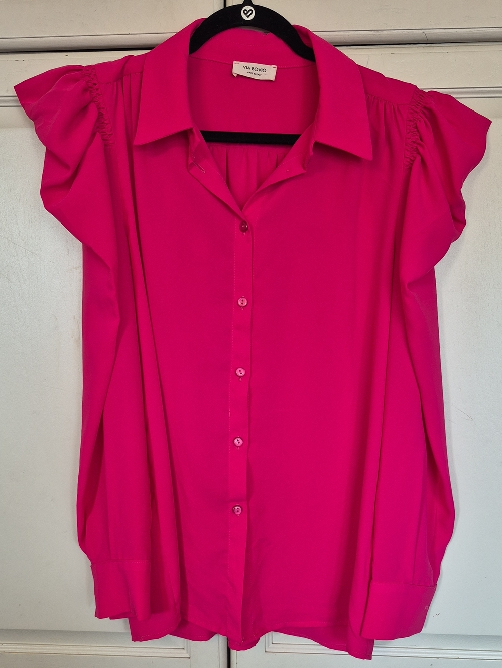 Women's Fuchsia Long-Sleeved Button-Front Blouse